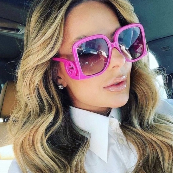 NEW GUCCI GG1326S 004 PINK SQUARE WOMEN SUNGLASSES GUCCI - Picture 5 of 8